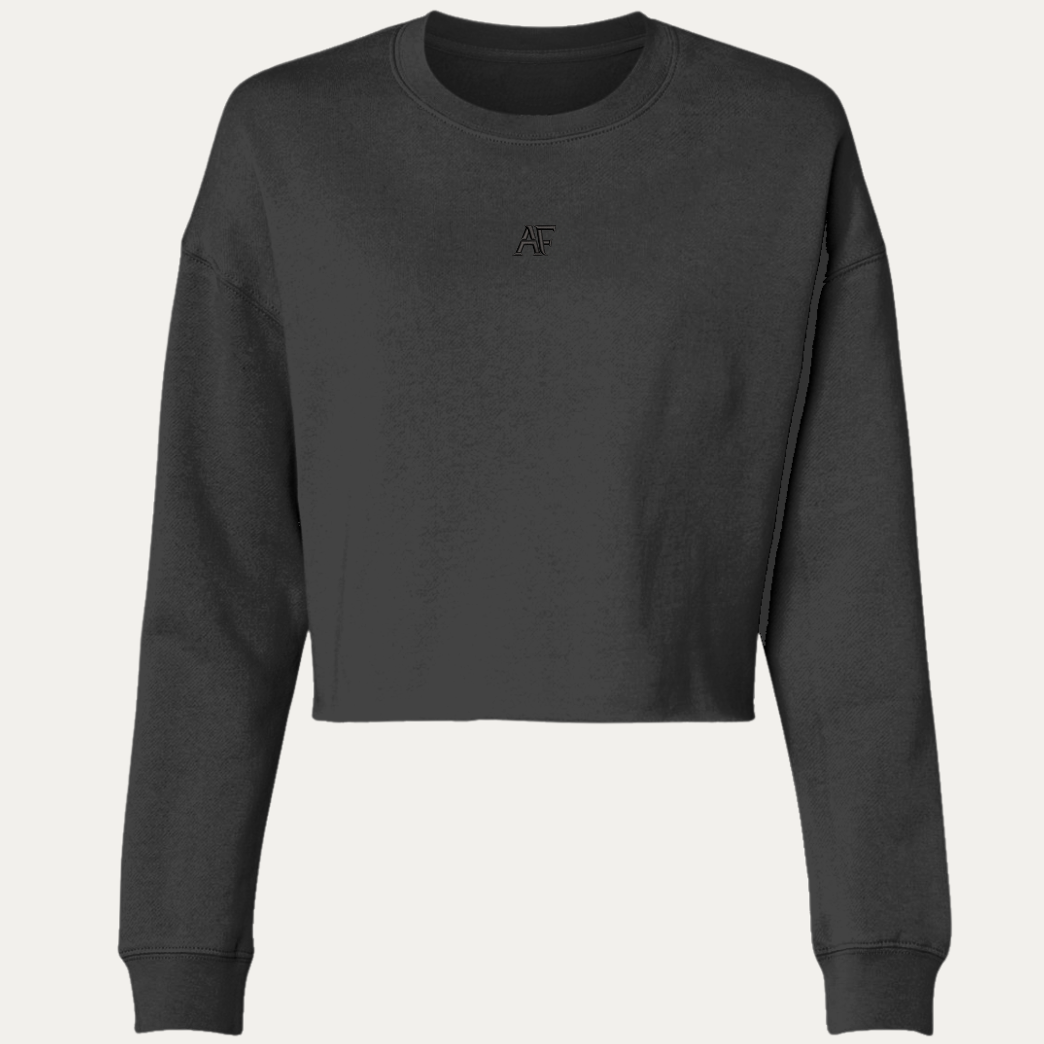 Atlas Form Hebe Crop black women's raw edge sweatshirt custom embroidered