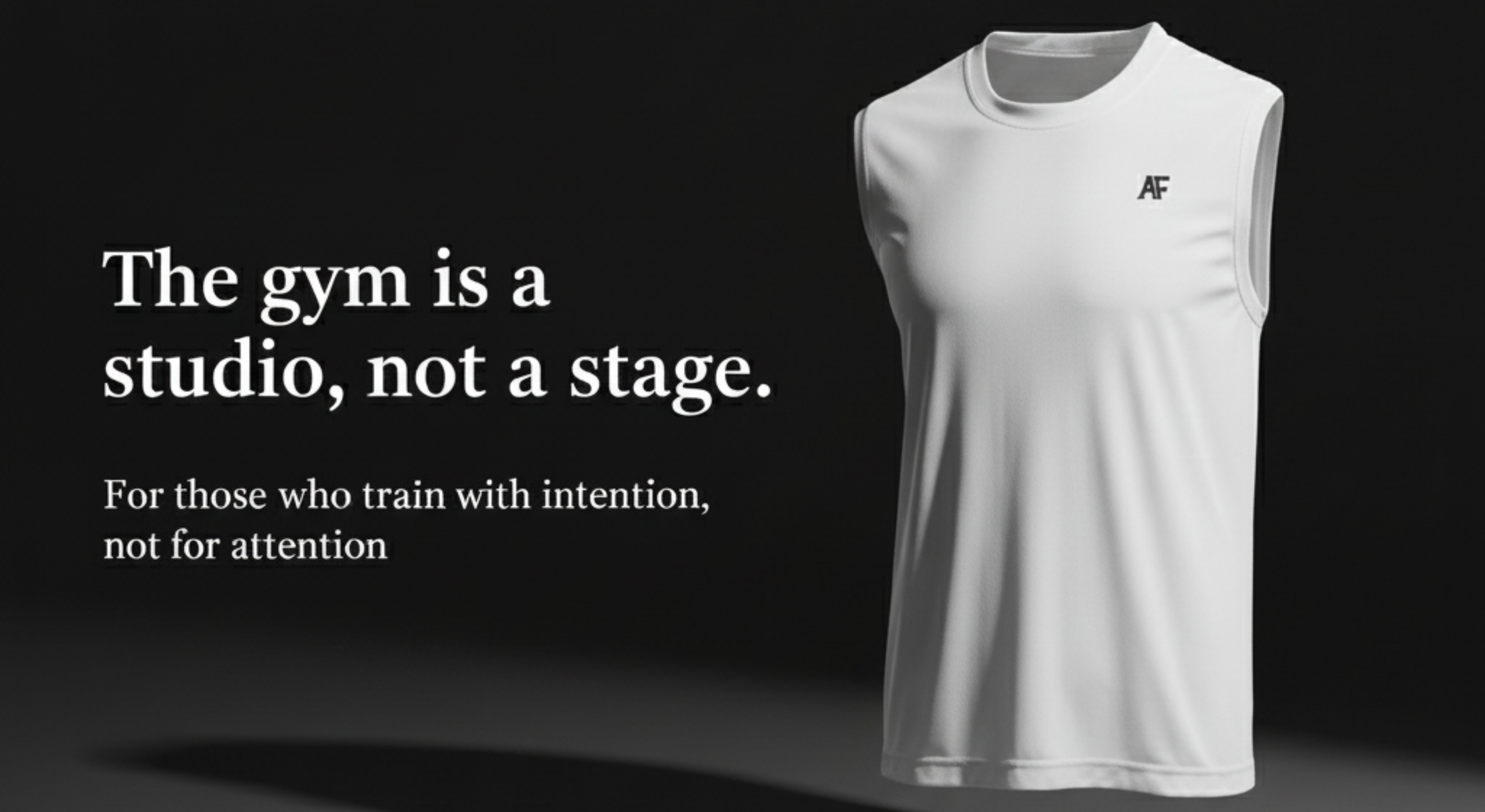 White ares tank with a logo on a black background with motivational text.